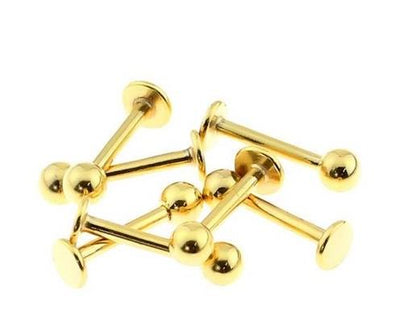 16g Gold Plated Surgical Bar Nose Lip Ear Cartilage Tragus - Pierced n Proud