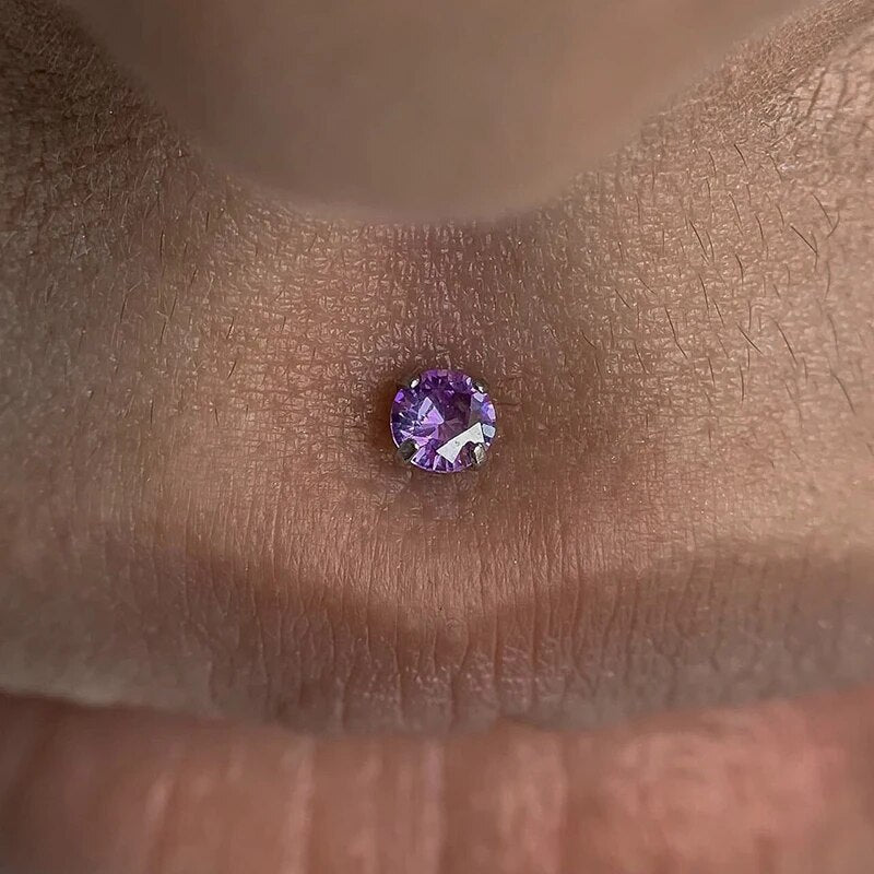 16g 3mm Dermal Claw Purple Gem Top Microdermal Internally Threaded - Pierced n Proud