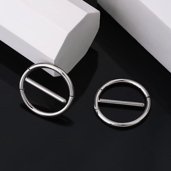 2PCS 14g 14mm Grade 23 Solid Titanium Nipple Clicker, Nipple Barbell, Round Nipple Piercing - Pierced n Proud