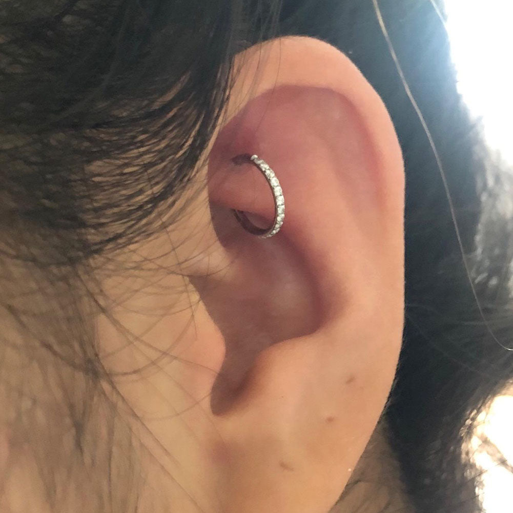 18G Nose Ring Hinged Segment CZ Hoop Ring Helix Daith Ear Piercing Cartilage - Pierced n Proud