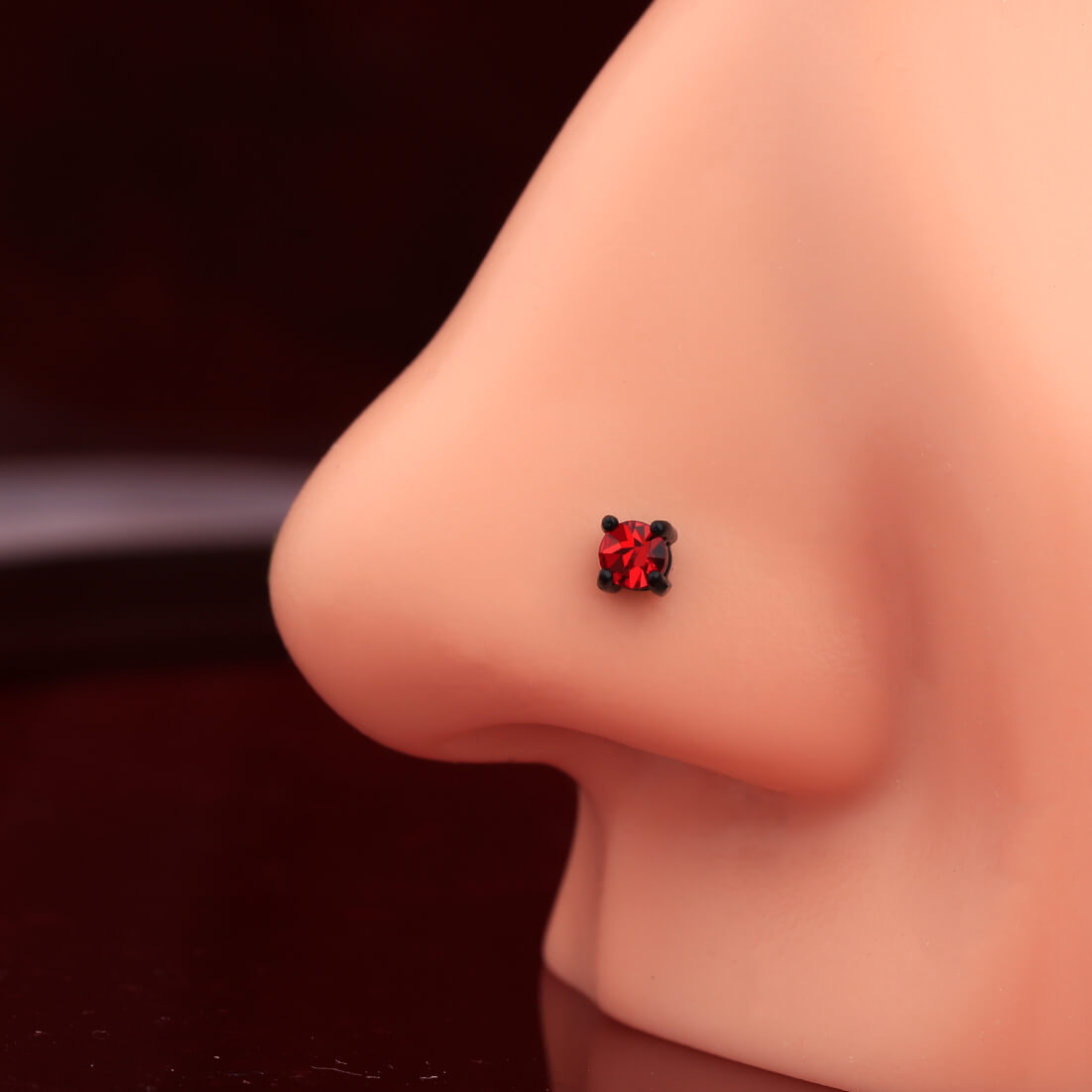 20G 3PCS Black & Red Spider Nose Stud Set - Pierced n Proud