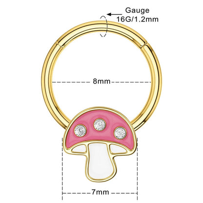 16G 8mm Cute Mushroom Septum Ring Ear Tragus Piercing - Pierced n Proud