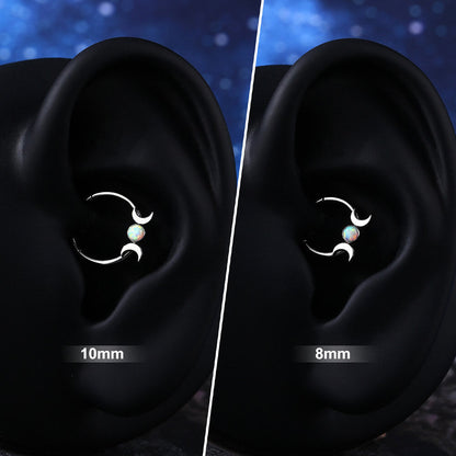 16G Moon Phase Hinged Segment Septum Ring Ear Piercing - Pierced n Proud