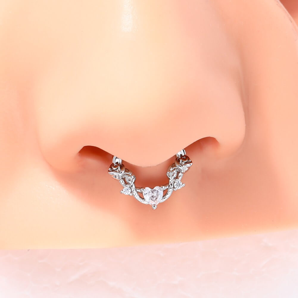 Rose Love 16G Hinged Segment Septum Ring 8mm - Pierced n Proud