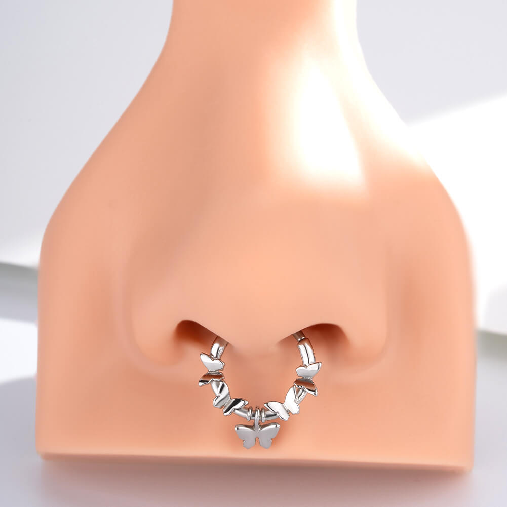 16G Symmetrical Butterfly Clicker Septum Ring Nose Lip Ear Cartilage Tragus - Pierced n Proud