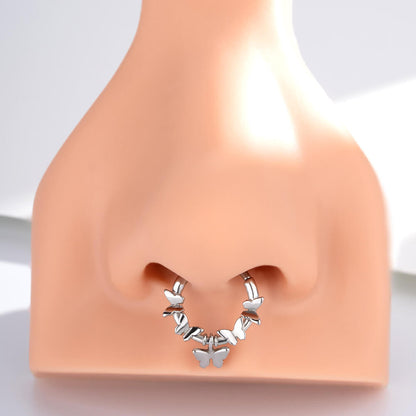 16G Symmetrical Butterfly Clicker Septum Ring Nose Lip Ear Cartilage Tragus - Pierced n Proud