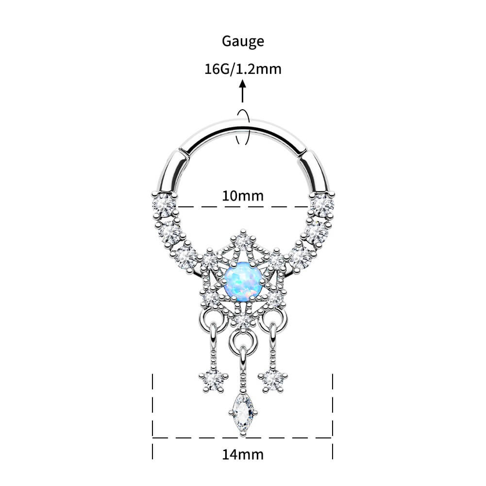 16G Dreamcatcher Dangle Style Hinged Segment Septum Ring 8mm - Pierced n Proud