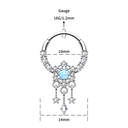 16G Dreamcatcher Dangle Style Hinged Segment Septum Ring 8mm - Pierced n Proud