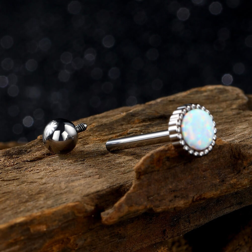 1pc Opal Set Flat-Back Captive Bead Ring – JSW Body Jewelry