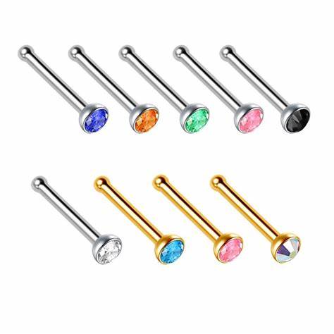 Gold Plated Press Fit Clear Gem 20g Nose Pin Bone - Pierced n Proud