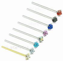 9 x Fishtail 18g Straight Bend Yourself Nose Claw Set Gem Nose Studs - Pierced n Proud