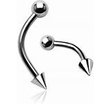 Silver 1 x Curved Spike and Ball 16g 8mm Plated Bar Lip Eyebrow Cartilage - Pierced n Proud