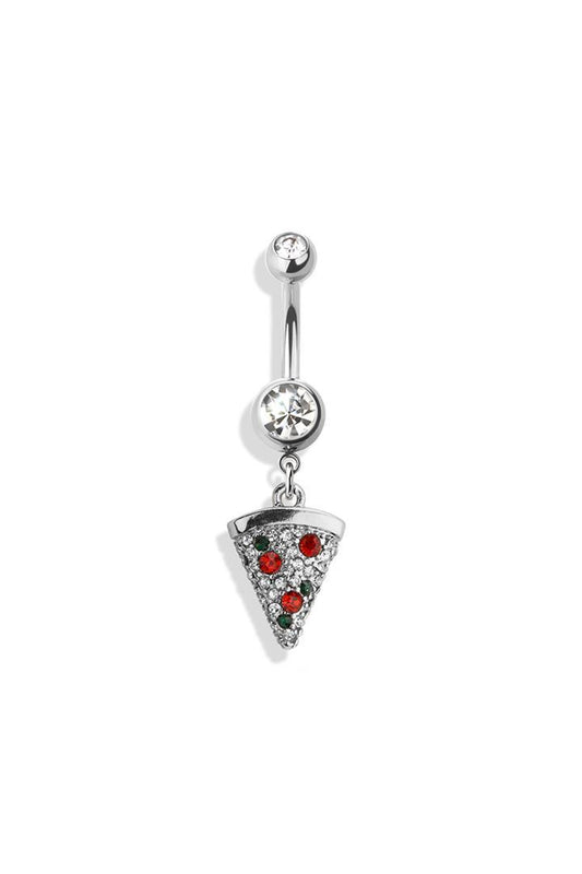 14g 10mm Surgical Steel Pizza Slice Belly Bar - Pierced n Proud