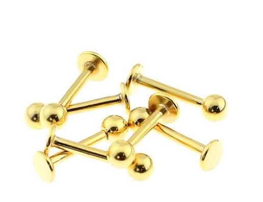 16g Gold Plated Surgical Bar Nose Lip Ear Cartilage Tragus - Pierced n Proud