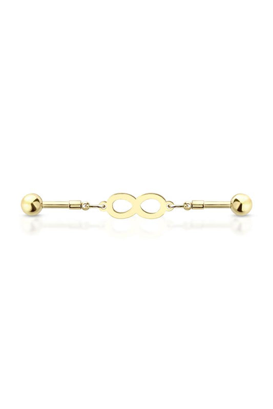 Gold Plated 14g 38mm INFINITE CHAIN LINK MULTI PURPOSE 316L SURGICAL STEEL INDUSTRIAL BARBELL Ear Piercing - Pierced n Proud
