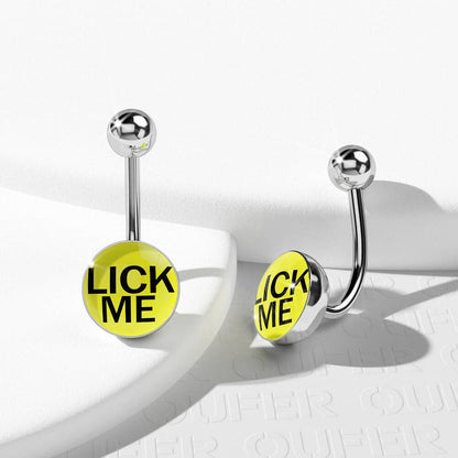 14G 12mm J-curve Barbell Letter Yellow Belly Ring - Pierced n Proud
