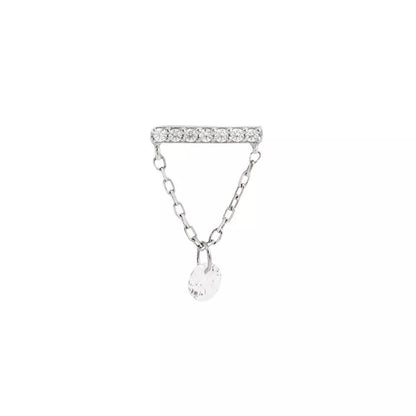 Fine Line Flat Single Row Zircon Cz Gems with 4cm Chain with Diamante .925 Sterling Silver - Pierced n Proud