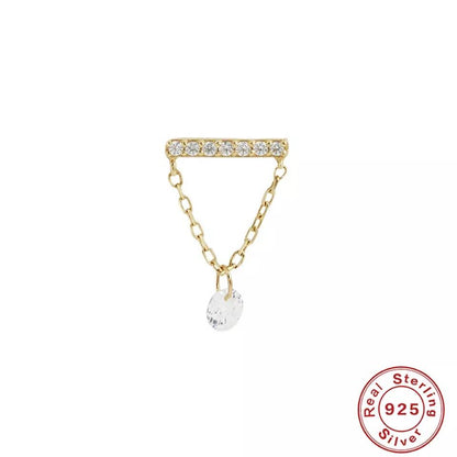 Fine Line Flat Single Row Zircon Cz Gems with 4cm Chain with Diamante .925 Sterling Silver - Pierced n Proud