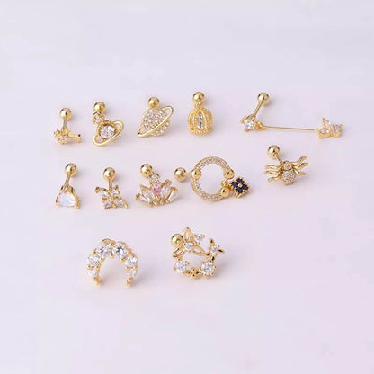 Pick Your Style Beautiful Multi Gem Gold Plated Tragus Cartilage Helix Bars 16g - Pierced n Proud