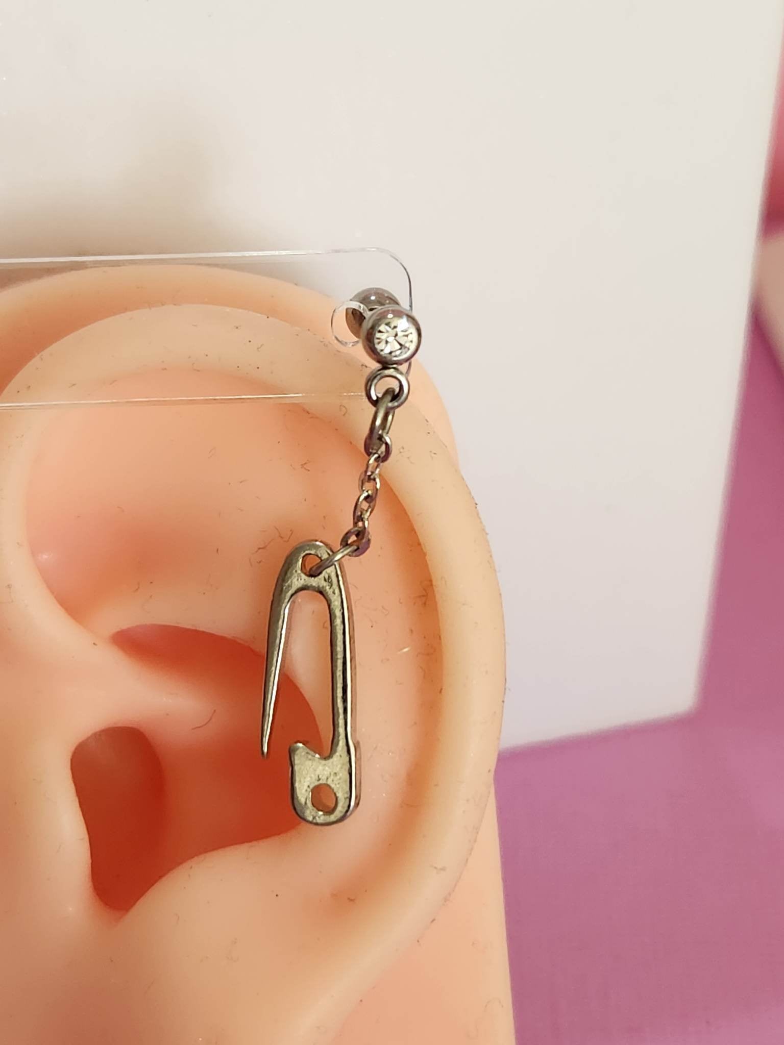 Pin Dangle Tragus Cartilage Ear Piercing Bars 16g 6mm - Pierced n Proud
