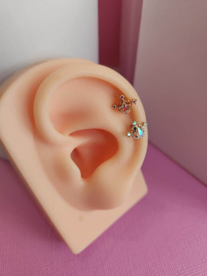 1 x Multl Gem Star 16g Earrings Design Tragus Daith Cartilage Ear Piercing - Pierced n Proud