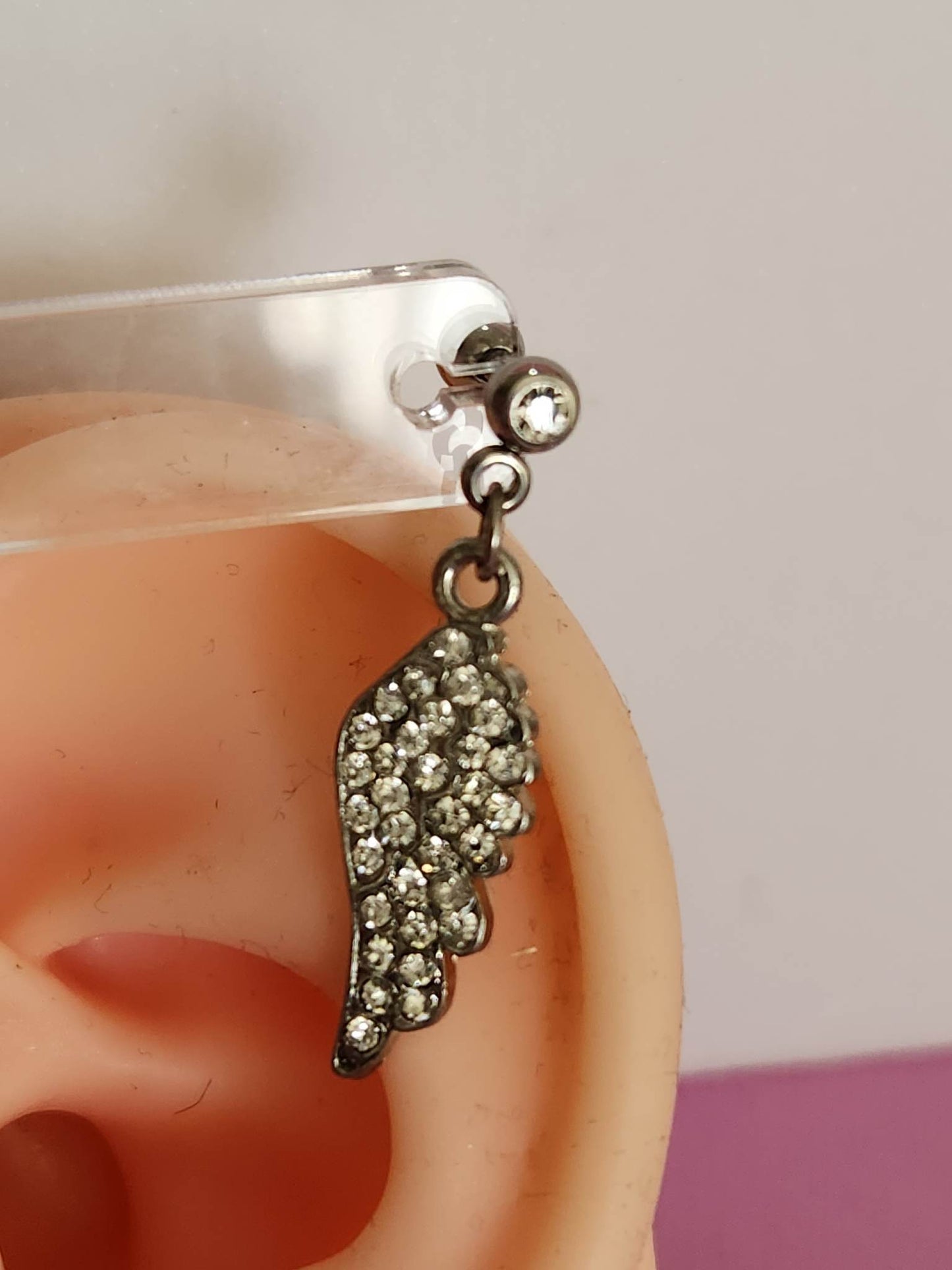 Dangle Wing Gem Tragus Cartilage Ear Piercing Bars 16g 6mm - Pierced n Proud