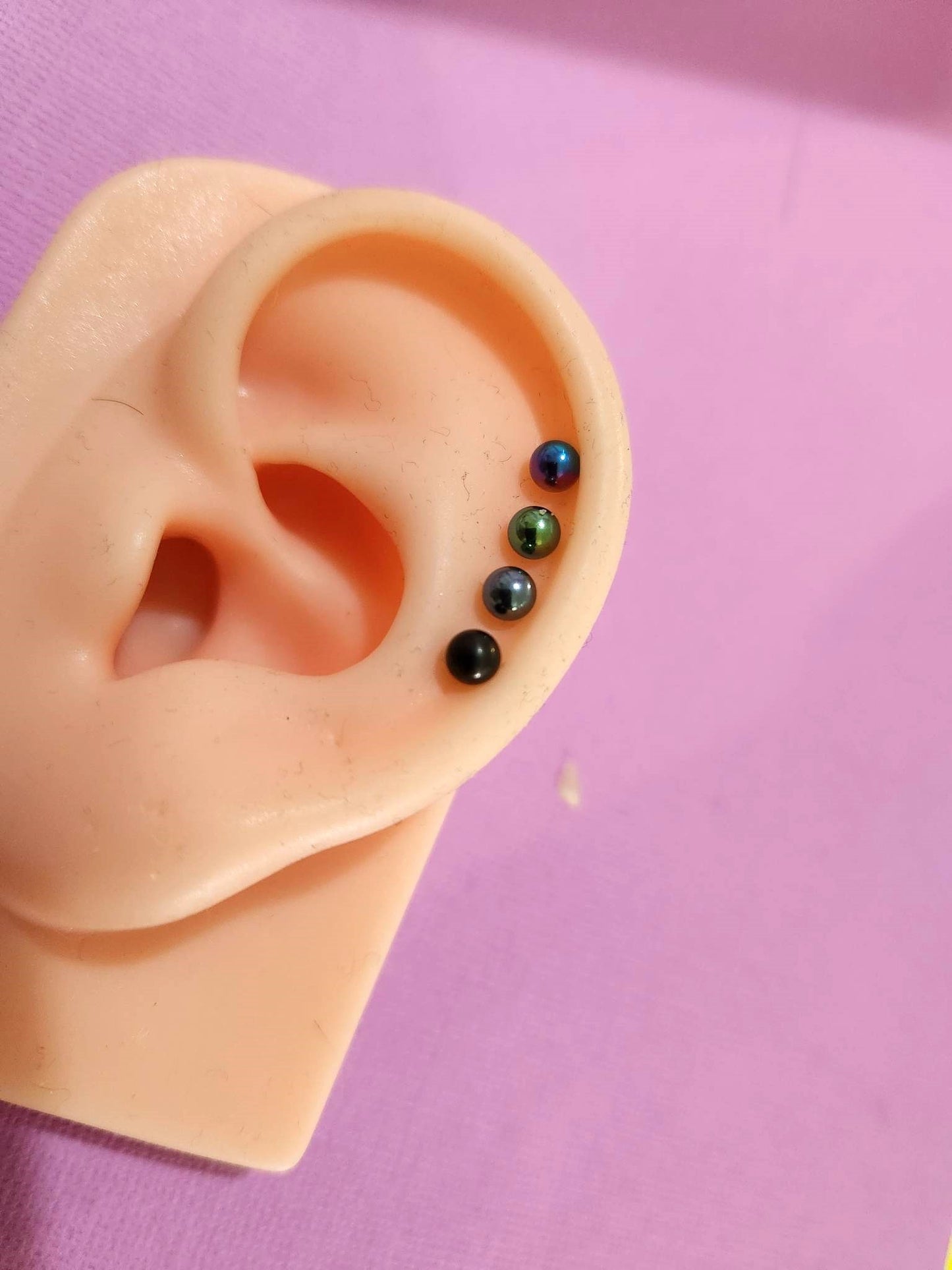 Double Ball End Anodized Tragus Cartilage Ear Piercing Bars 16g 6mm - Pierced n Proud