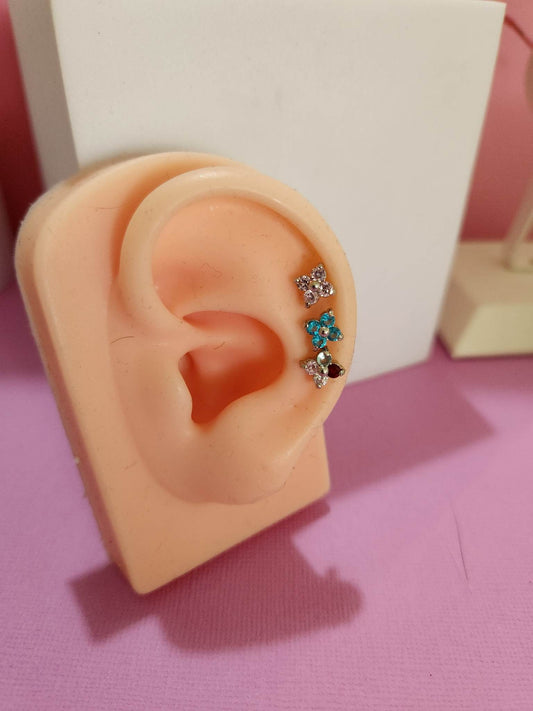 Flower Top Tragus Cartilage Ear Piercing Bars 16g 6mm - Pierced n Proud