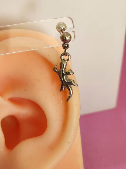 Lizard Dangle Tragus Cartilage Ear Piercing Bars 16g 6mm - Pierced n Proud
