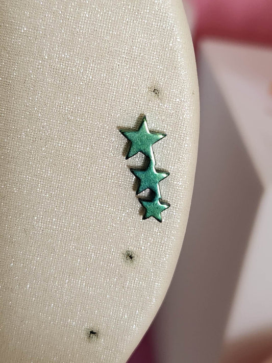 Green Triple Star Ear Piercing Tragus Cartilage Flat Rook Earrings - Pierced n Proud