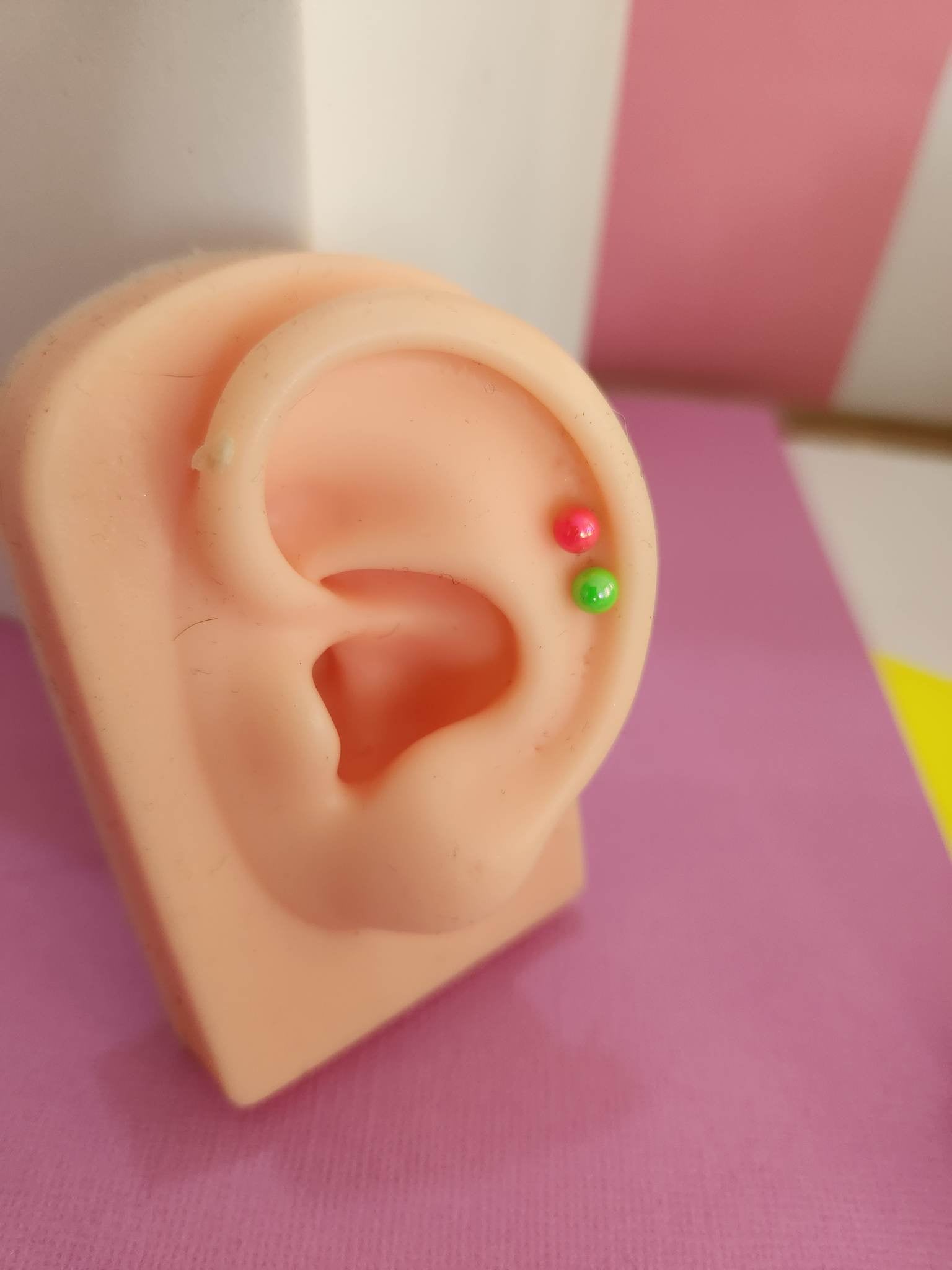Green Opalite Ear Piercing Tragus Cartilage Flat Rook Earrings - Pierced n Proud