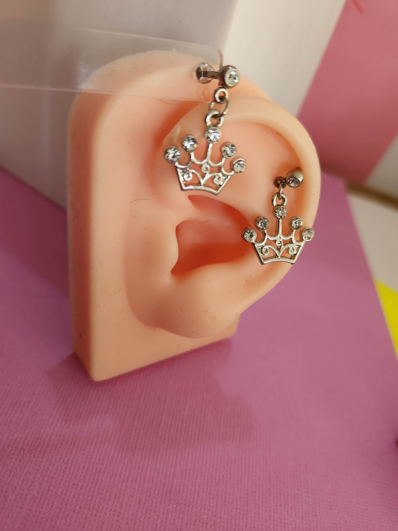 Crown Dangle Ear Piercing Tragus Cartilage Flat Rook Earrings - Pierced n Proud