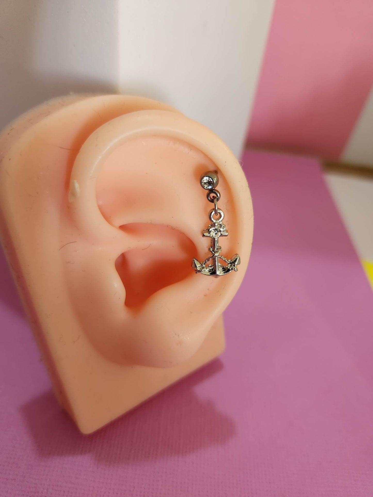 Anchor Dangle Chain Ear Piercing Tragus Cartilage Flat Rook Earrings - Pierced n Proud
