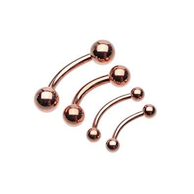 16g Rose Gold Plated Basic Curved Barbell Ring Nose Lip Ear Cartilage Tragus - Pierced n Proud