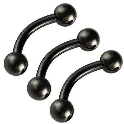 14g 10mm PVD Black Plated Basic Curved Barbell Ring Eyebrow Ear Cartilage Belly - Pierced n Proud