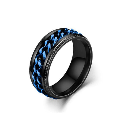 Men's Anxiety Black and Blue Worry Stress Free Ring Size 12 - Pierced n Proud