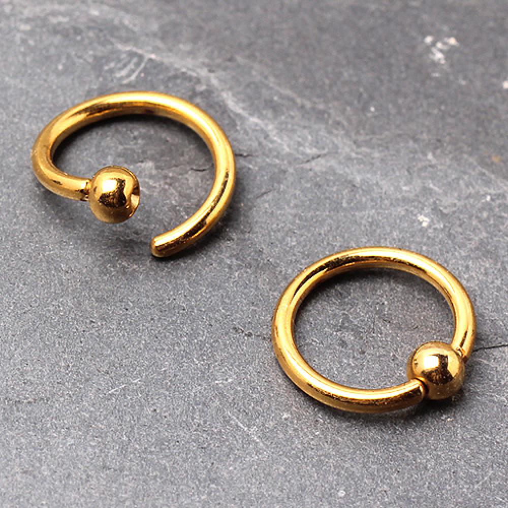 16g 10mm Gold Plated Annealed Captive Ring Nose Lip Ear Cartilage Tragus - Pierced n Proud
