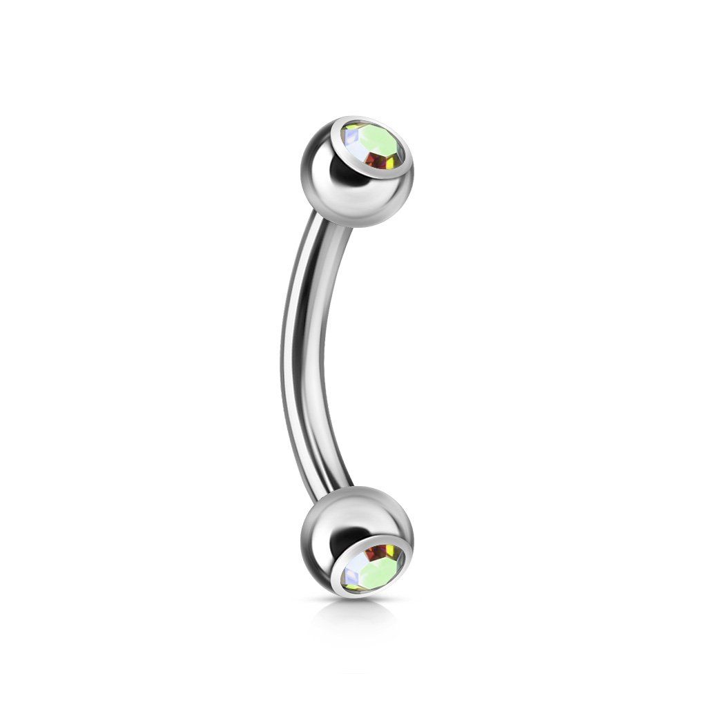 14g Aurora Borealis Surgical Steel Curved Barbell - Pierced n Proud