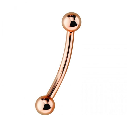 16g 8mm Rose Gold Plated Surgical Steel Curved Barbell - Pierced n Proud