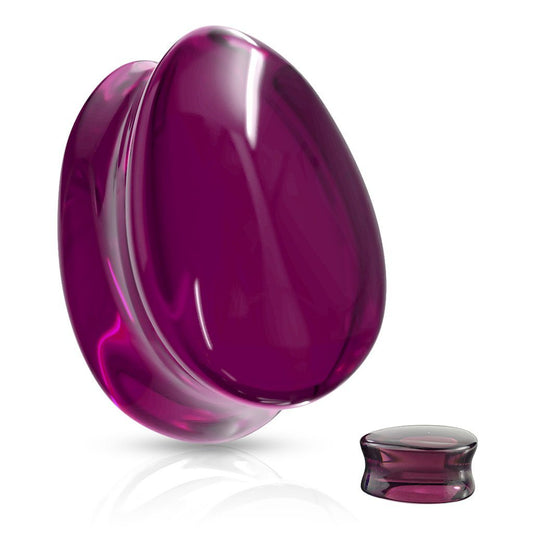 16mm Purple Glass Double Flared Saddle Plugs - Pierced n Proud