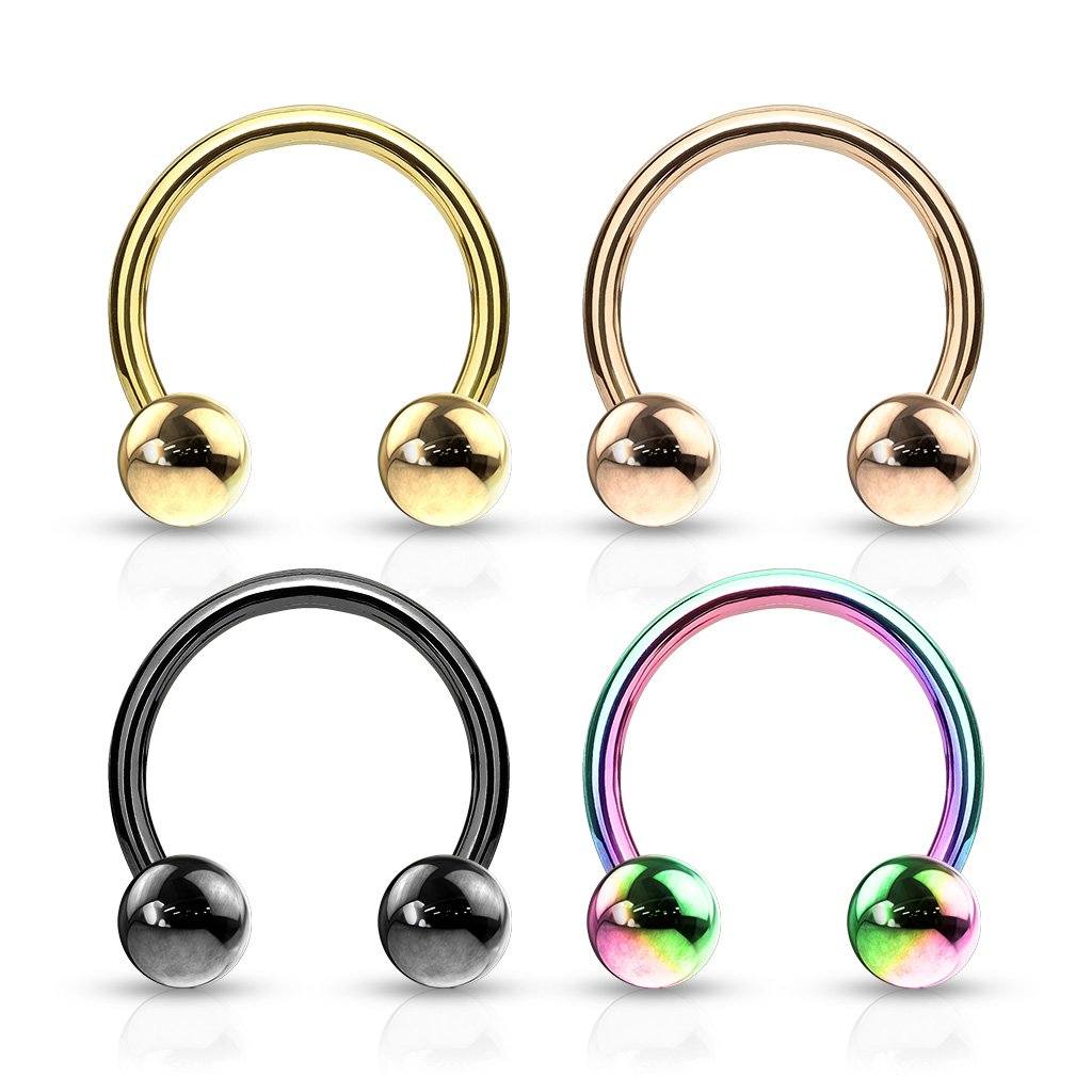 18g 8mm Nose Septum PVD Over Horseshoe, Circular Barbells with Ball Ends - Pierced n Proud