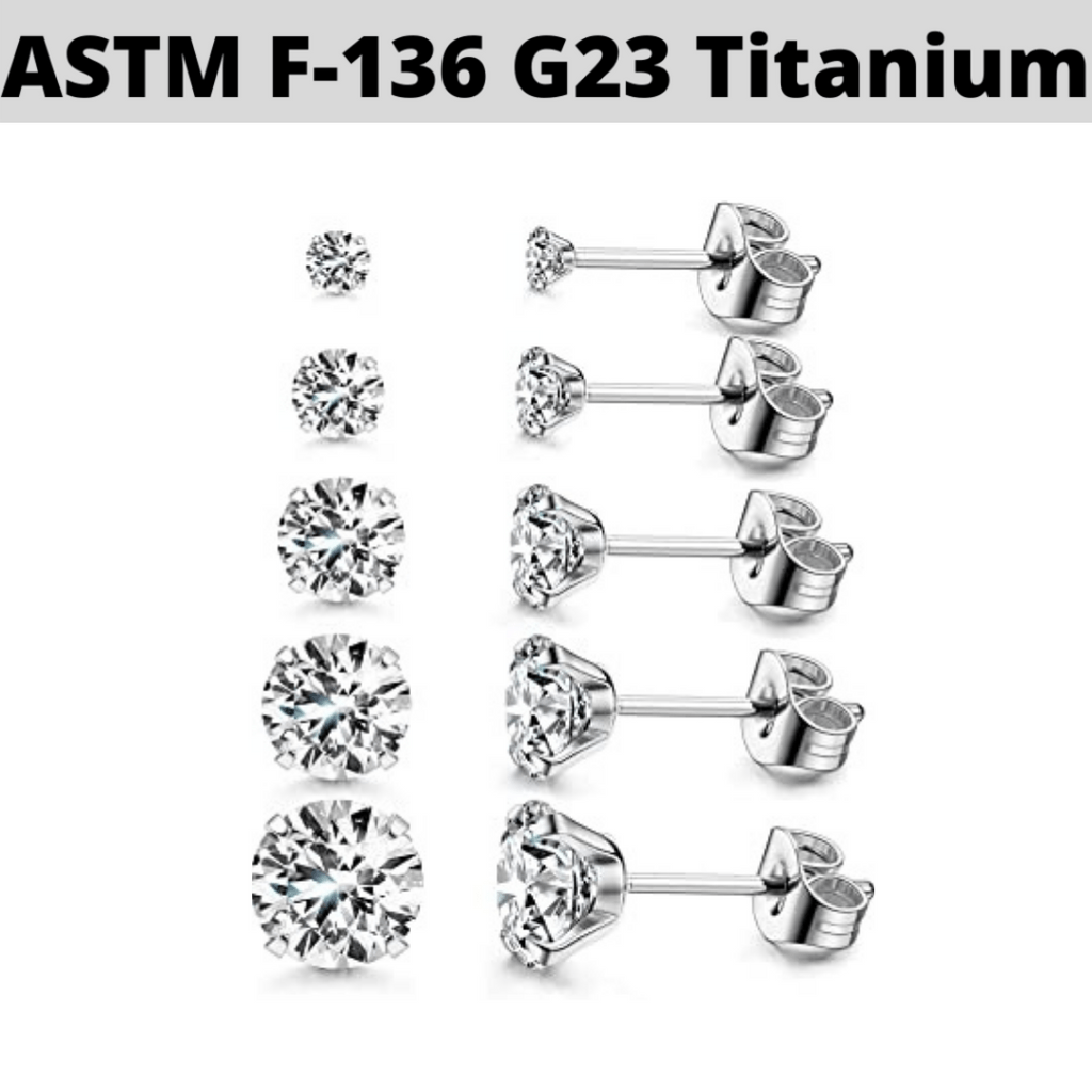 Pair of G23 Titanium Prong Set CZ Stud Earrings - Pierced n Proud