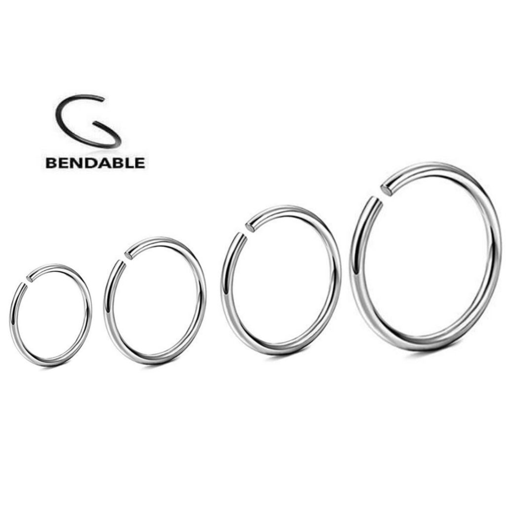 5 x 18g 10mm Surgical Steel Bendable Ring Bars Nose Lip Ear Cartilage Tragus - Pierced n Proud