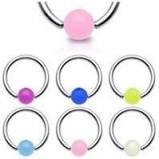 Glow in the Dark Ball Surgical Steel Captive Rings 14g 12mm - Yellow - Pierced n Proud