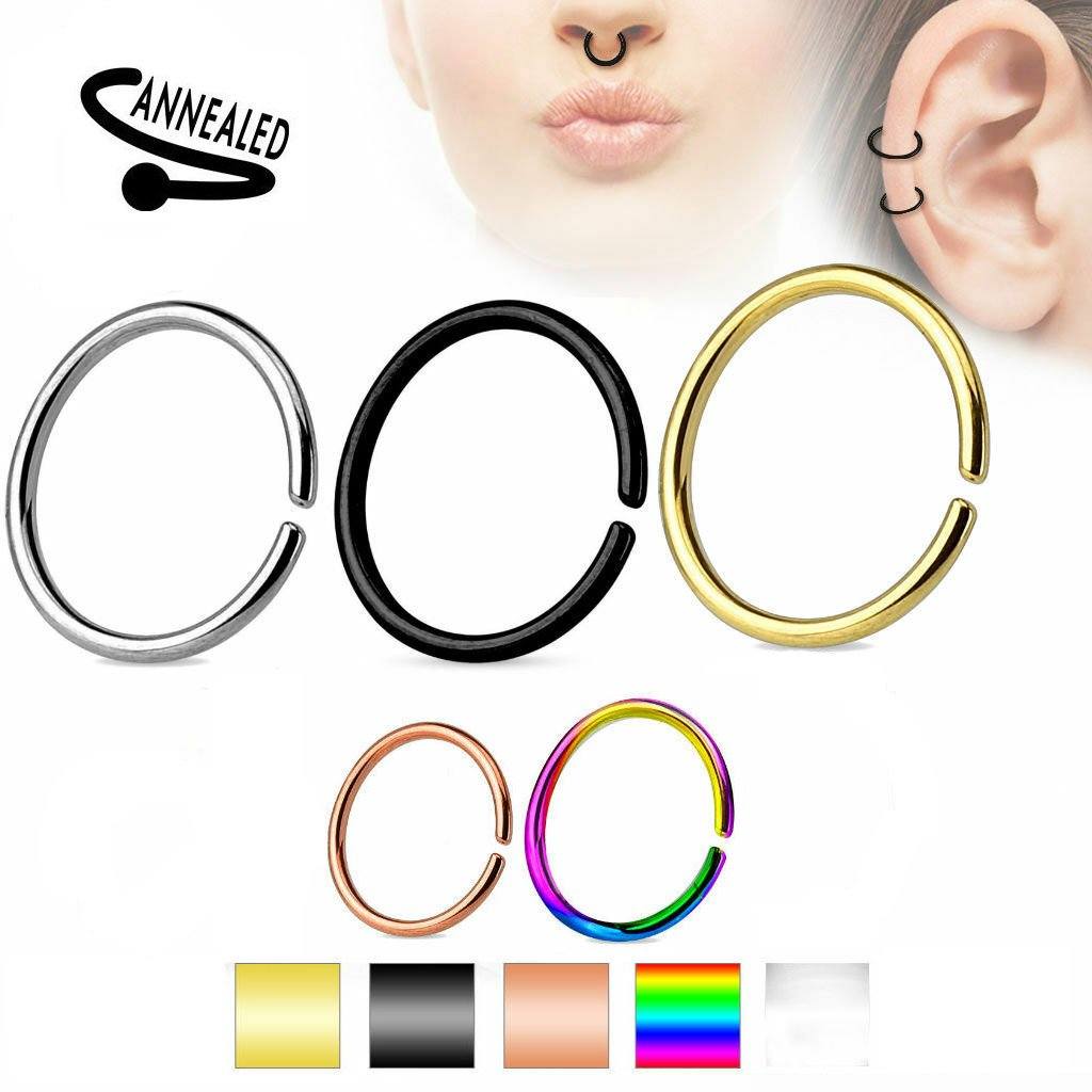 18g 8mm Gold Plated Titanium Annealed Twist bendable Piercing Ring - Pierced n Proud