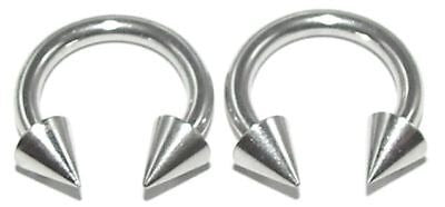 Spiked 1 x 12g 14mm Horseshoe Septum Ear Piercing Nose Ring Bar Curved - Pierced n Proud