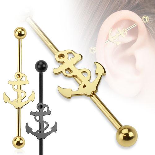 14g 38mm Anchor Ion Plated Industrial Bars - Pierced n Proud