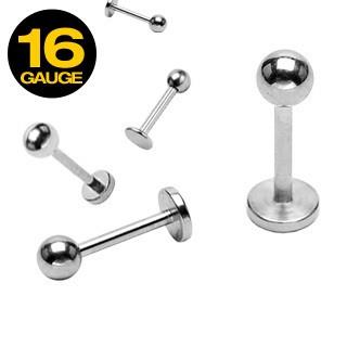 16G Surgical Stainless Steel Mixed Size Labret with Ball Top Lip Ear Cartilage Tragus - Pierced n Proud