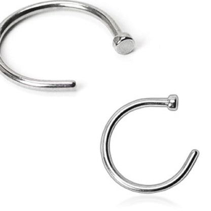 2 x 18g Surgical Steel Nose Half Hoop Ring Bars - Pierced n Proud
