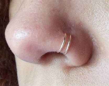 20g 8mm Silver DOUBLE HOOP ANNEALED NOSE RING 316L SURGICAL STEEL Piercing Ring Nose Lip Ear Cartilage Tragus - Pierced n Proud